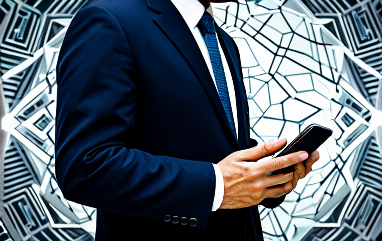 A thoughtful professional individual, fully clothed in appropriate business attire, holding an older model smartphone in a natural pose. The background depicts a subtle, abstract representation of complex, modern cyber threats, such as intricate digital network patterns and shadowy, geometric shapes, contrasting with a faint, simplistic digital lock symbol implying outdated security. The atmosphere conveys a sense of digital vulnerability and the need for robust protection. Perfect anatomy, correct proportions, well-formed hands, proper finger count, natural body proportions. Safe for work, appropriate content, fully clothed, professional.